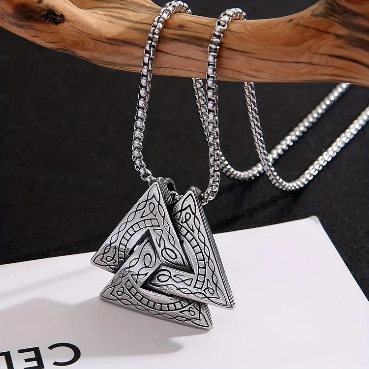 Coutureaura Viking Pirate Odin Triangle Valknut Necklace