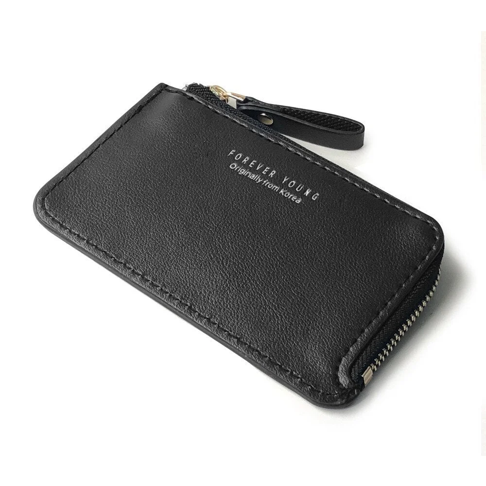 Fashion Slim Men's Leather Small Wallet Credit Card Holder Women Small Cash Zipper Coin Purse