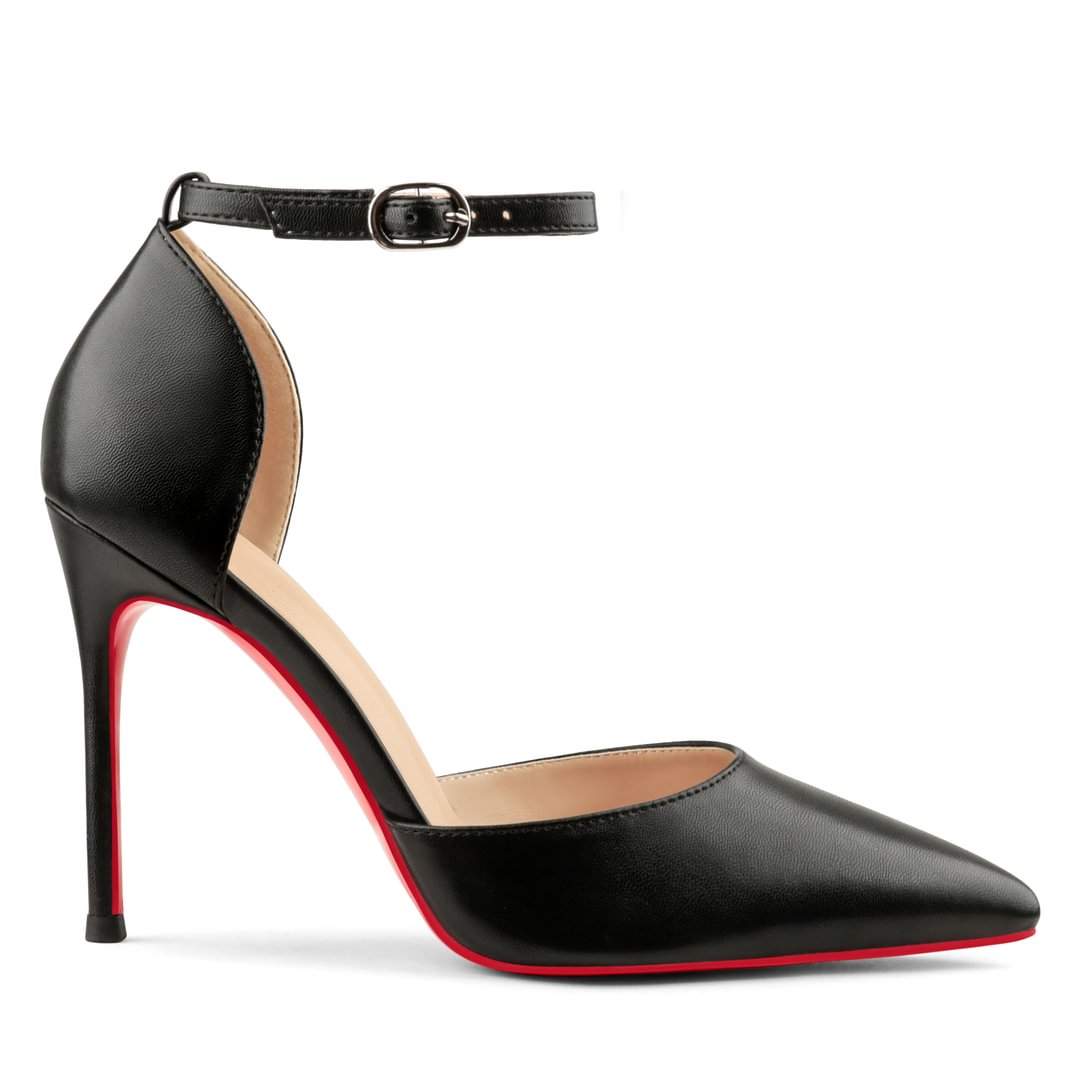 100mm Women&rsquo;s High Heels Ankle Strap Pointed Toe Matte Pumps Wedding Party  Sandals-vocosishoes