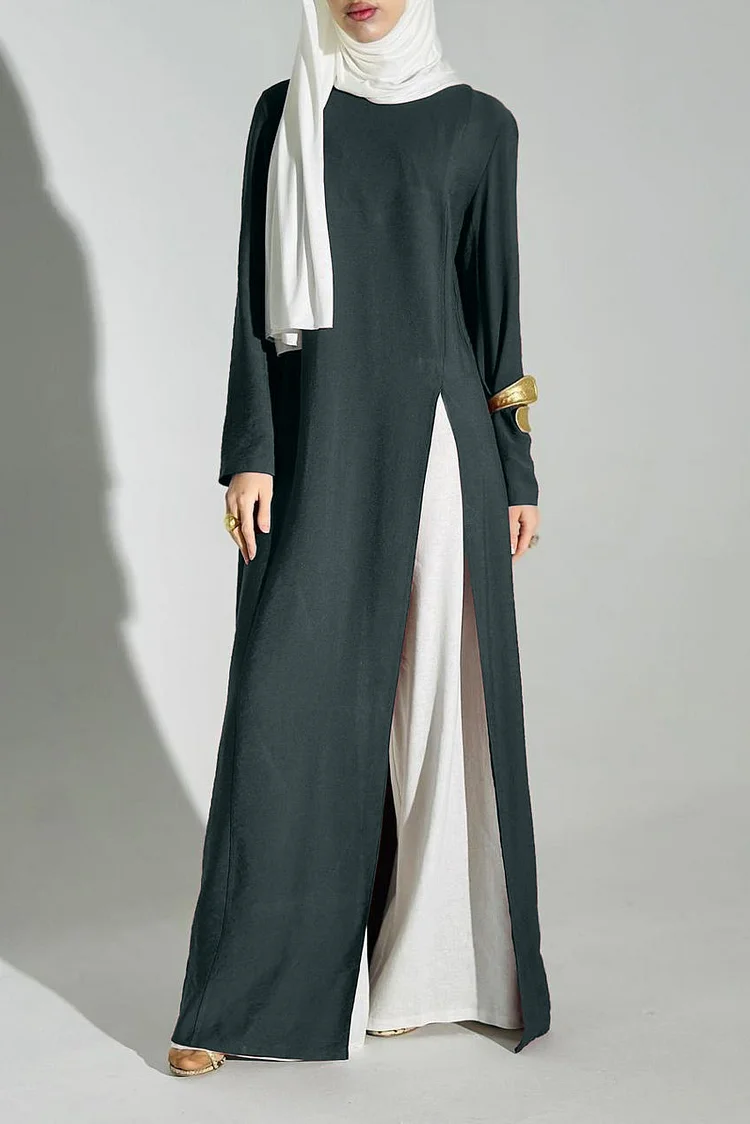 long sleeve split leg dress eleven44 Women's Modal Long Sleeve Side-Split Dress