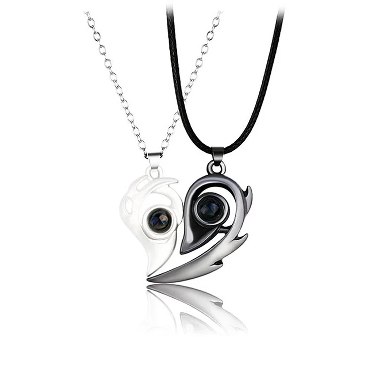 Heart Magnetic Couple Necklace Custom Photo Projection Necklace