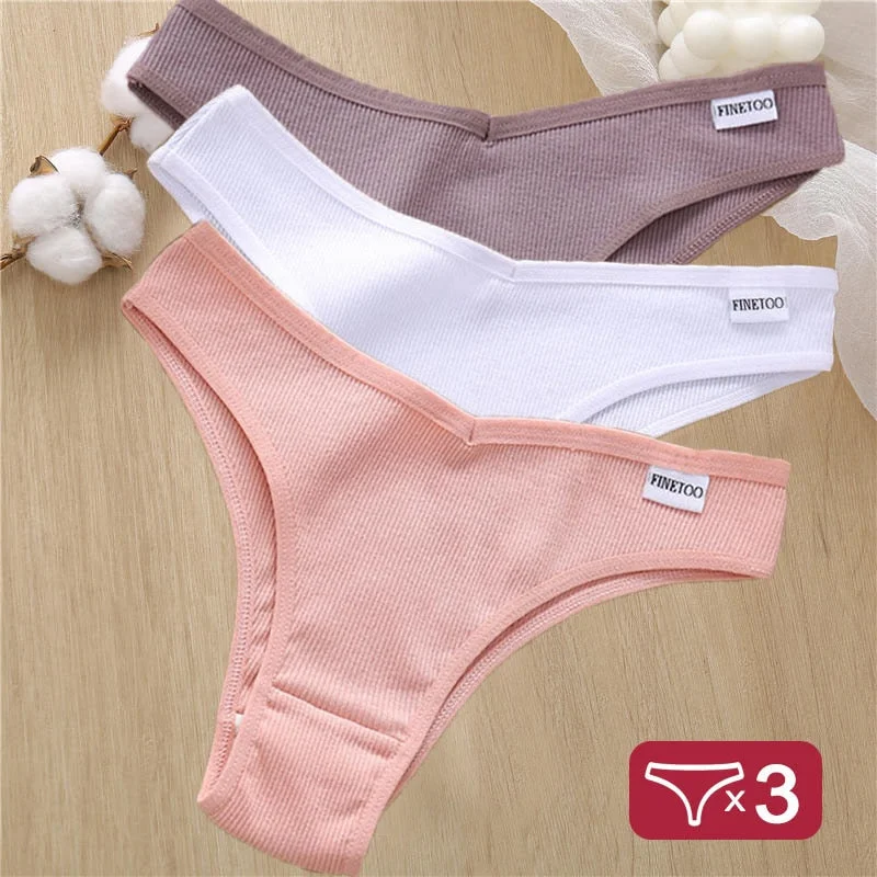 3PCS/Set Cotton Lingerie Panties Sexy Underwear Women Briefs Tangas Female Underpants Pantys Thong Panties Bikini Solid 6 Color