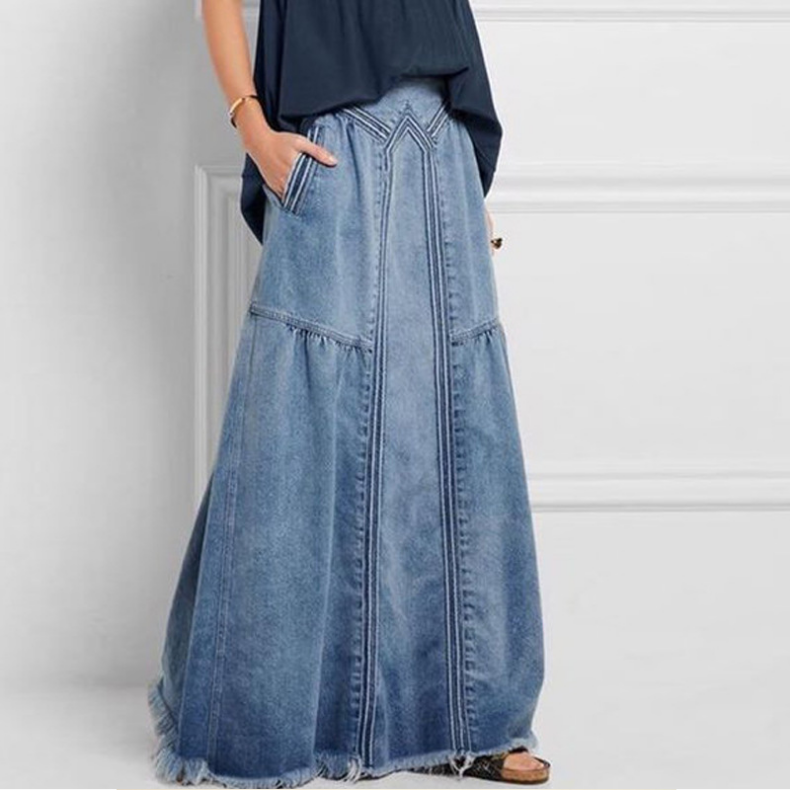 Casual simple loose denim skirt wearshes