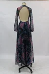 Sexy Backless Floral Printed Long Sleeves Maxi Dresses