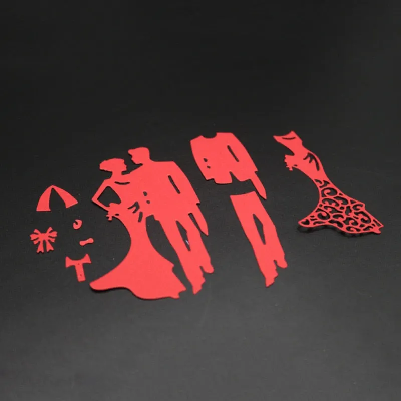 Wedding Dress Metal Cutting Dies Bride Groom Cut Die Mold Shape Carbon Scrapbook Paper Craft Knife Mould Blade Punch Stencils