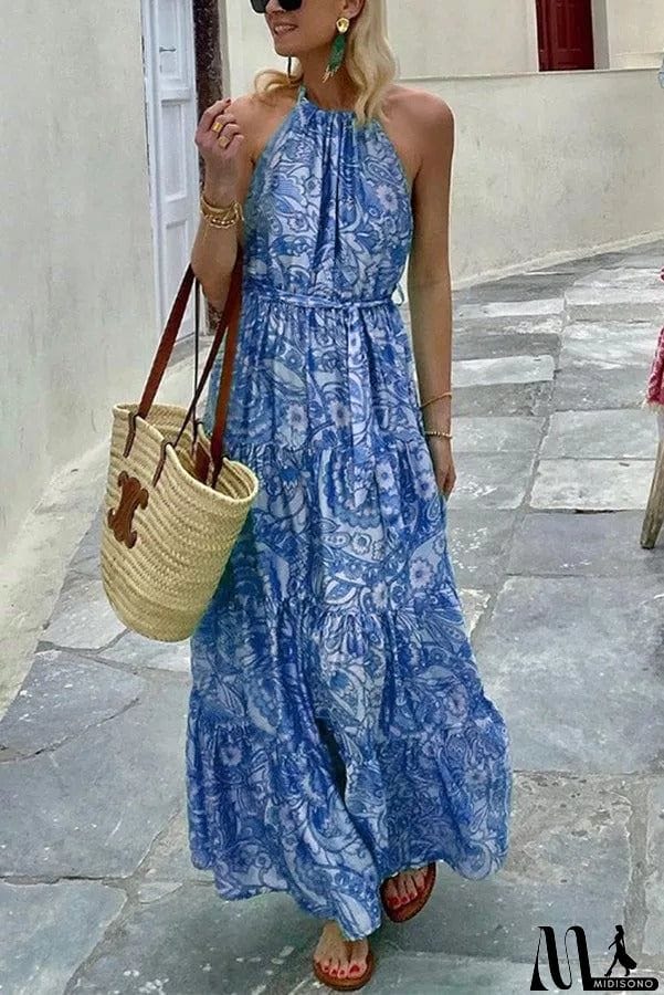 MidiSono - Floral Halter Maxi Dress