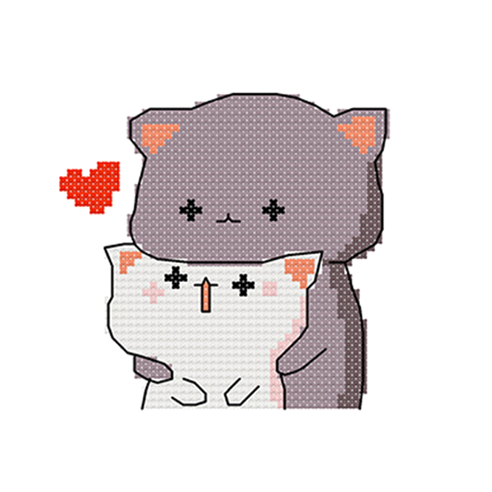 

Couple Cat - 11CT Stamped Cross Stitch - 25*20CM, 501 Original