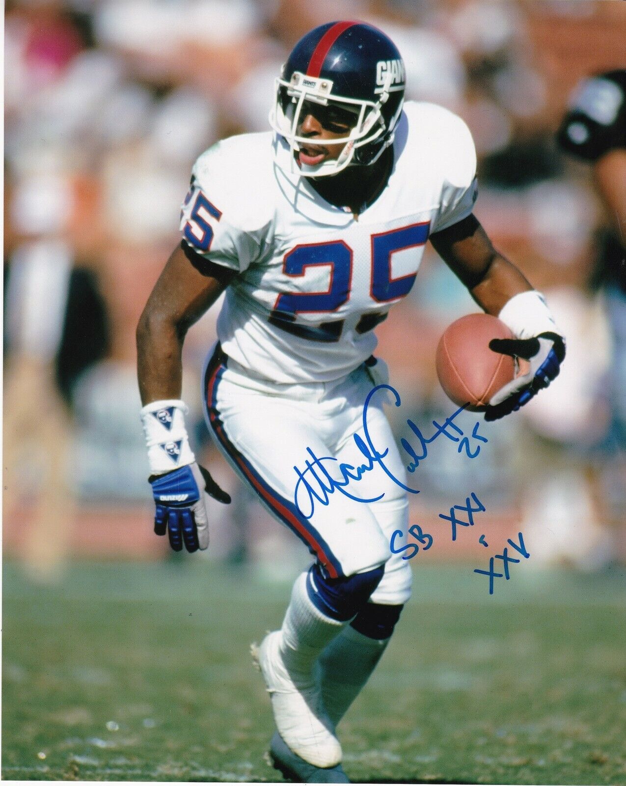 MARK COLLINS NEW YORK GIANTS XXI, XXV SB CHAMPS ACTION SIGNED 8x10