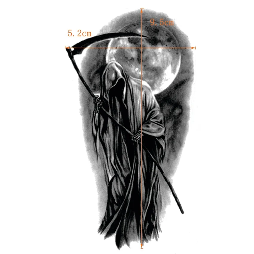 Death Midnight Waterproof Temporary Tattoo Sticker maquiagem Soul Reaper Fake Tattoo The flash Kids Tatoo Stickers Tatuaje