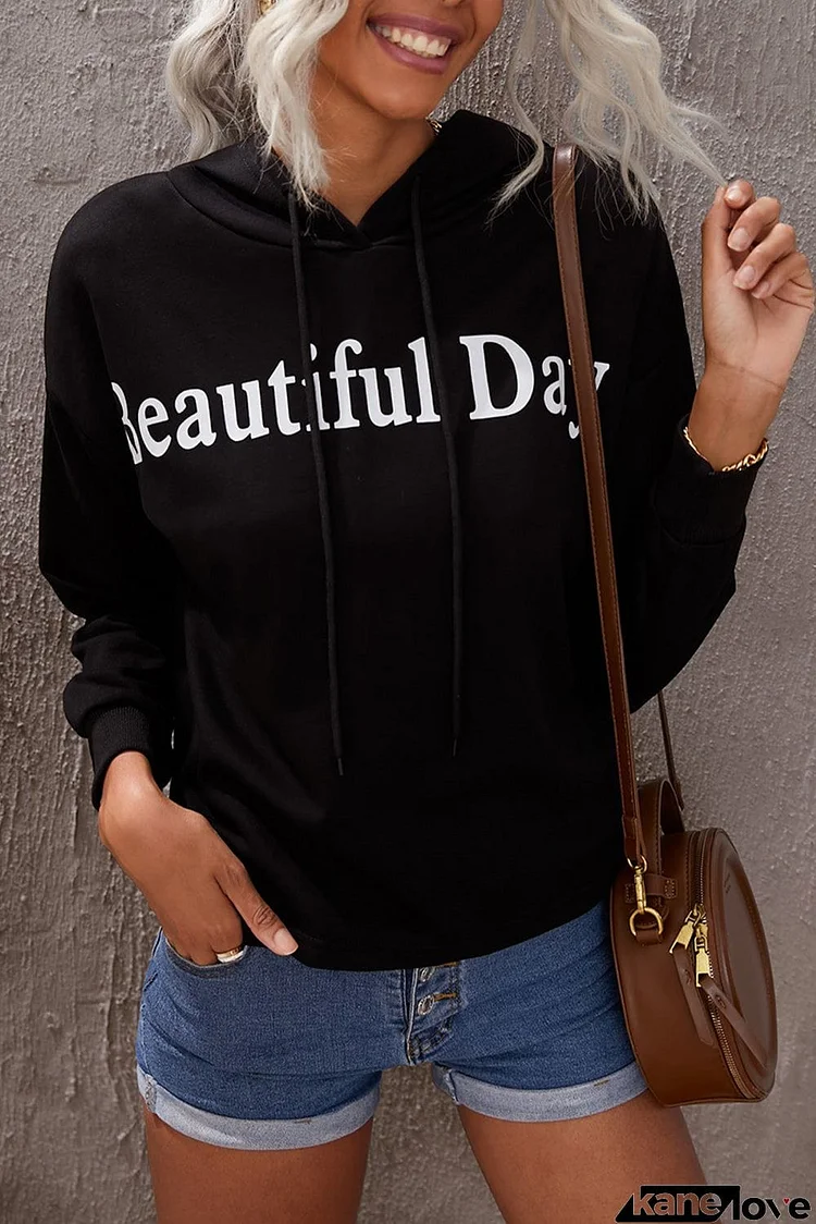 Beautiful Day Letters Graphic Hoodie