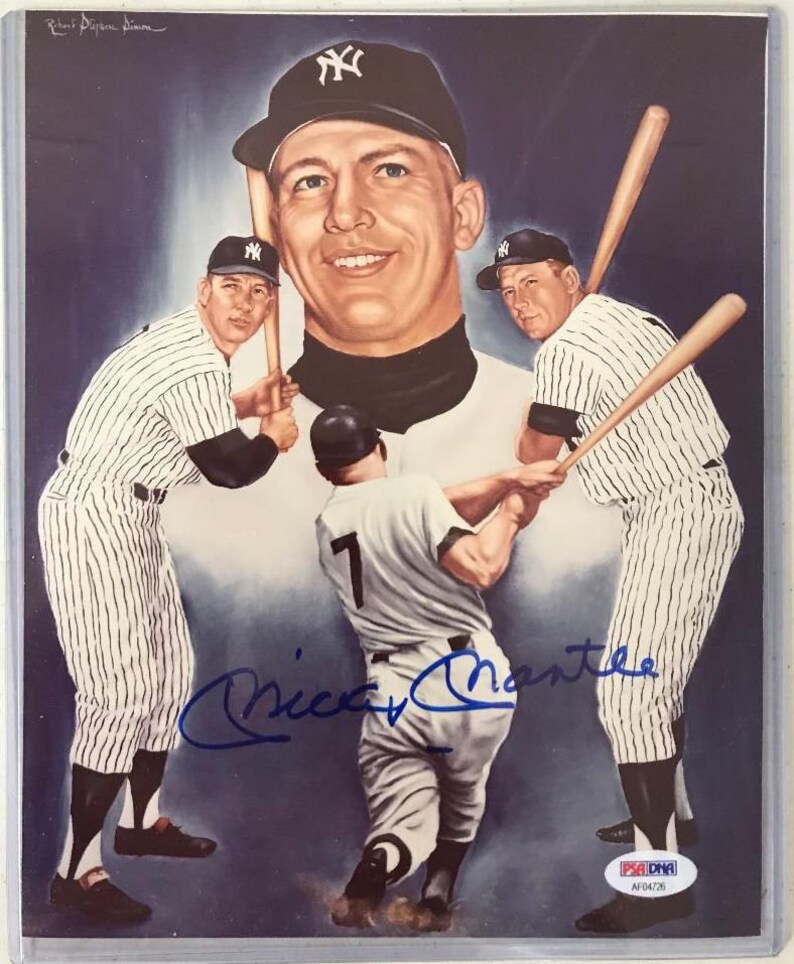 Mickey Mantle Signed Autographed Glossy 8x10 Photo Poster painting New York Yankees - Full PSA/DNA COA