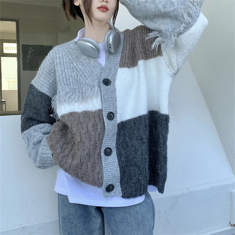 Toloer Toloer On New Languid Lazy Wind V Collar Tassel Knitting Cardigan Female Autumn Winter New Style Korean Department Is Small Minority Chic Sweater Coat-Outfit Ideas