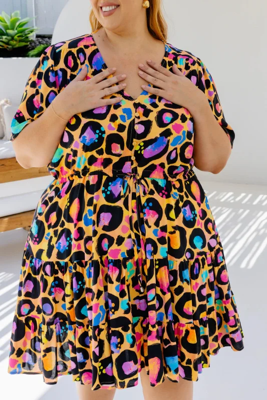 Rainbow Leopard Print Dress