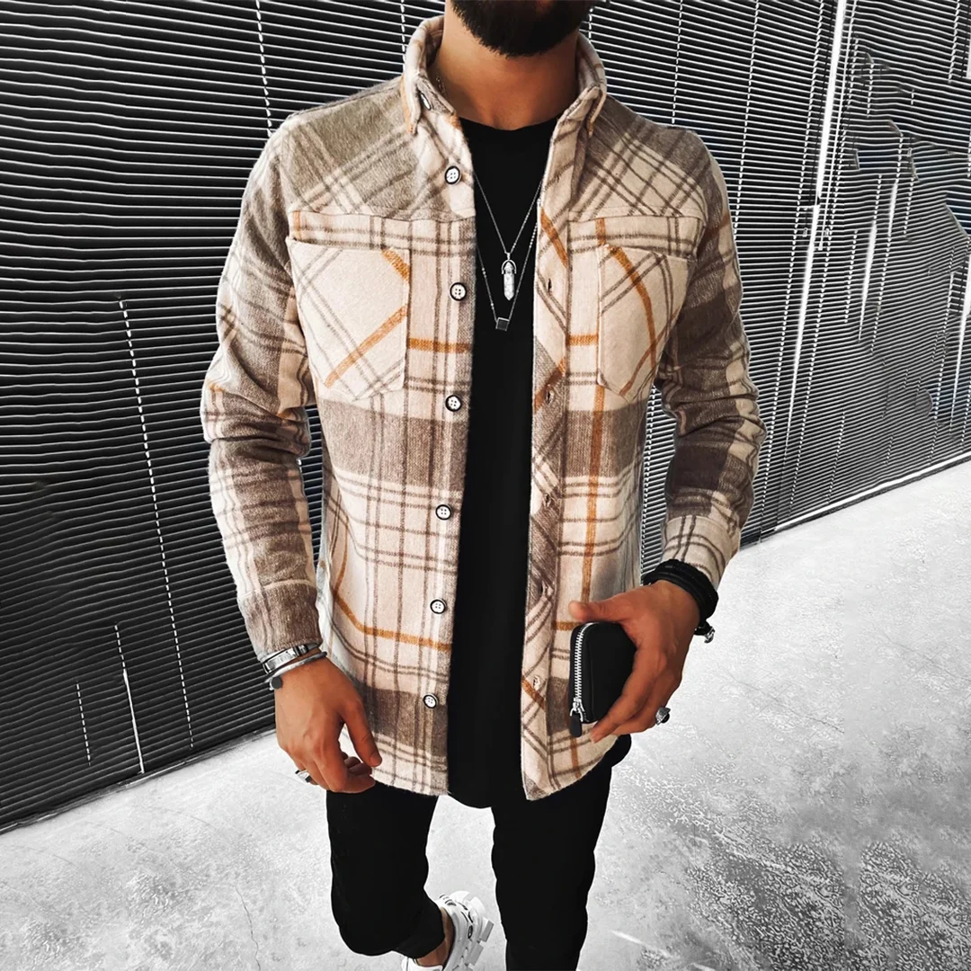 Casual Check Textured Long Sleeve Jacket