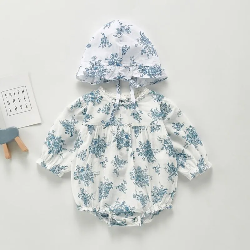 0-3Yrs Spring Autumn New 2020 Baby Girl Pure Color Rompers And Hat Baby Girl  Long Sleeves Rompers Baby Girl Newborn Rompers
