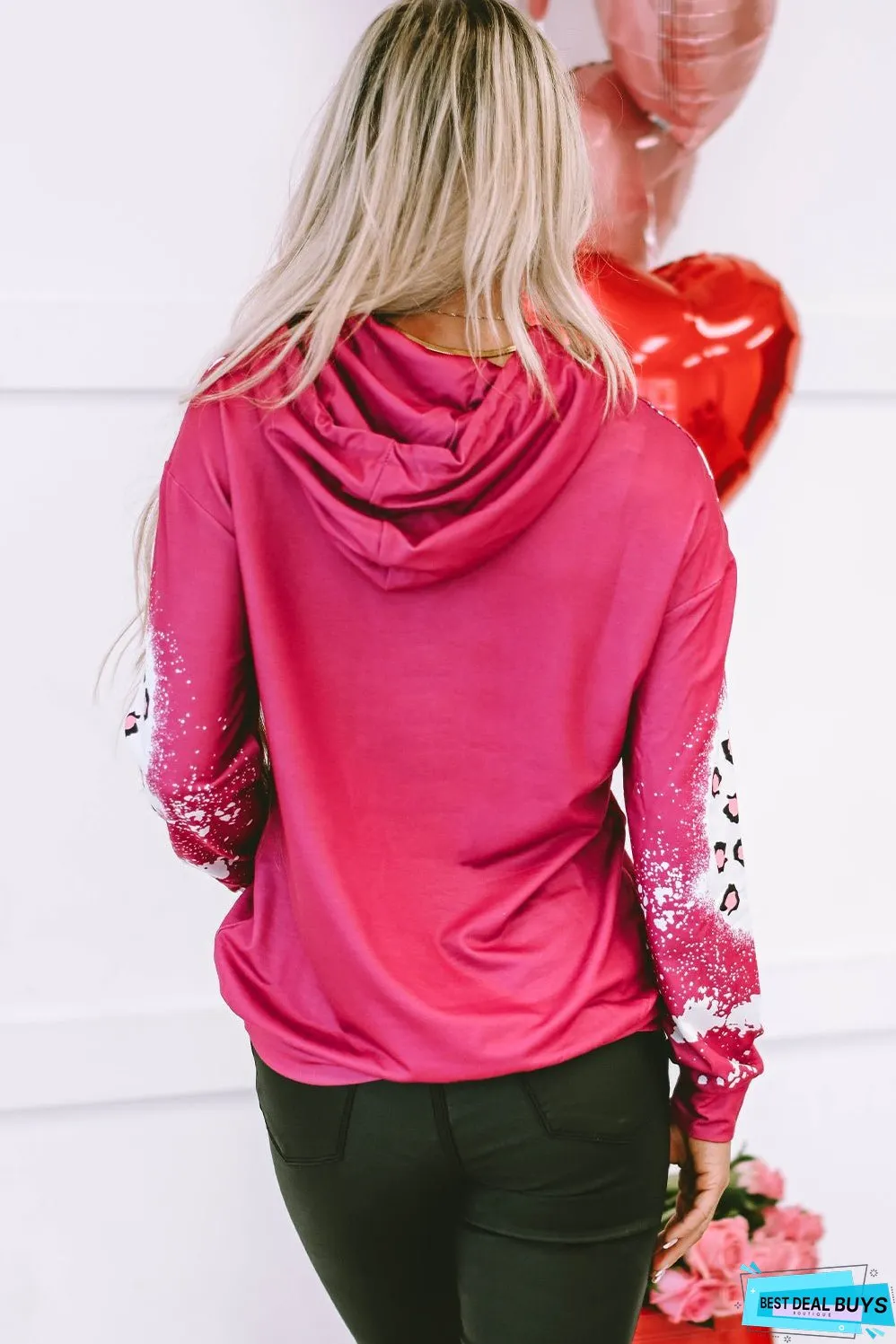 LOVE Leopard Bleached Pocket Hoodie