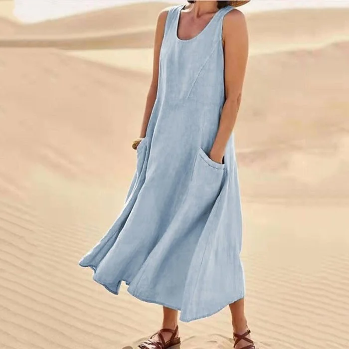 🔥 Last Day Promotion 48% OFF 🔥Women's Sleeveless Cotton And Linen Dress