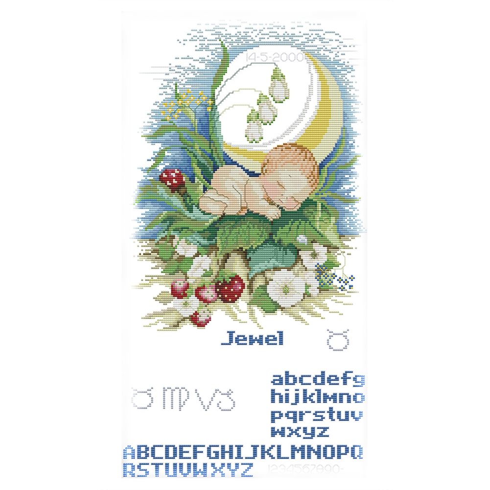 14CT Joy Sunday Stamped Cross Stitch - Moon Baby(50*30cm)