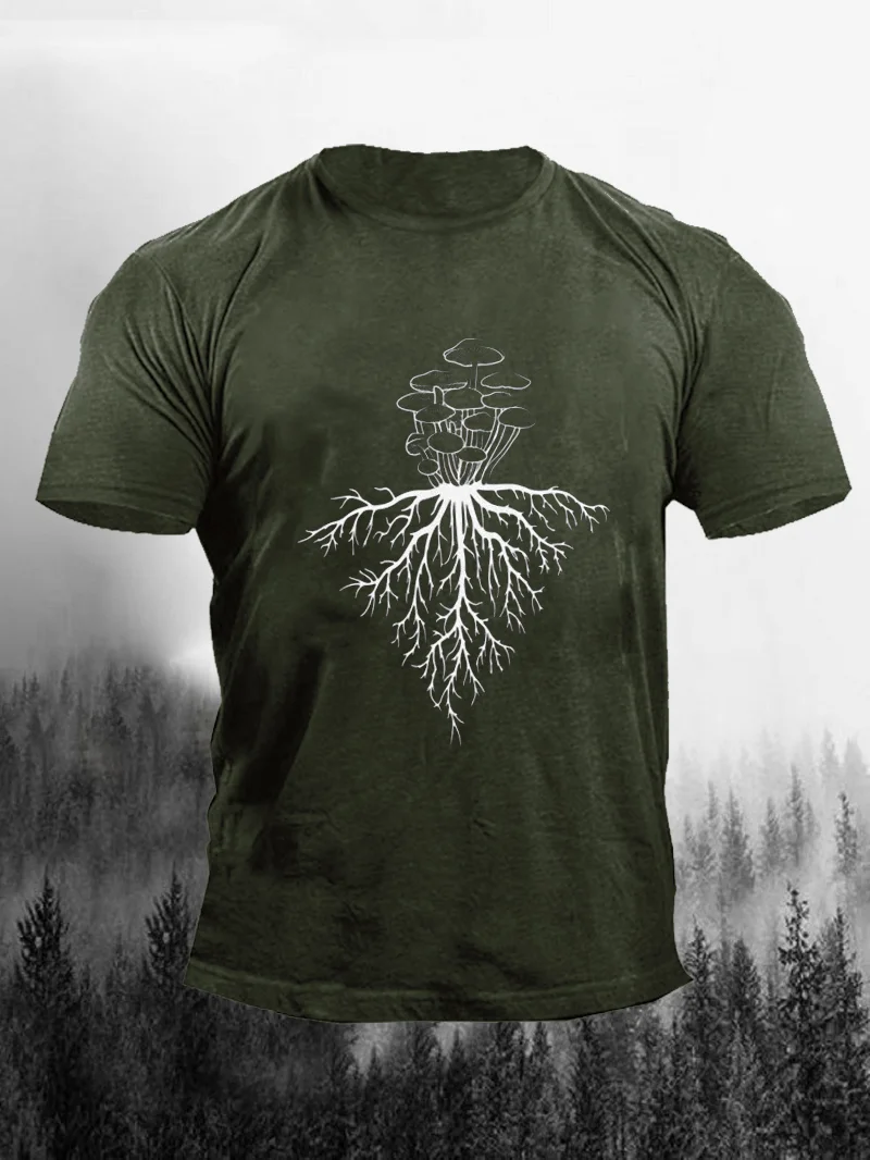 Mushroom Roots Print Men's T-Shirt in  mildstyles