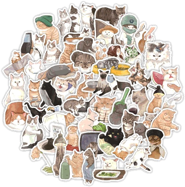 Kawaii Cat harajuku style sticker pack of 50