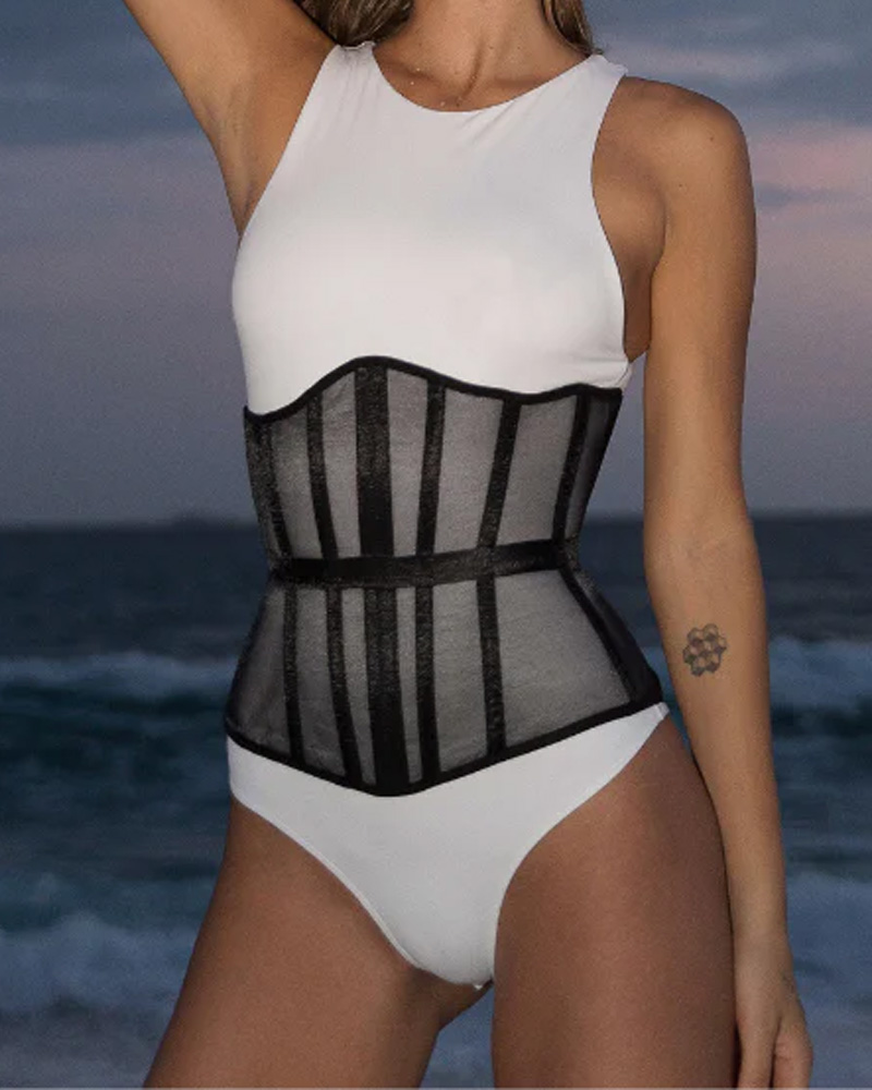 Sexy Mesh Lace-Up Corset