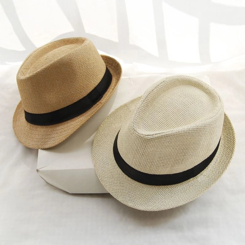 Korean-style Men’s And Women’s Jazz Hat Sunscreen Sun Hat Imitation Linen Breathable Fashion Beach Hat British Retro Small Topper Hat