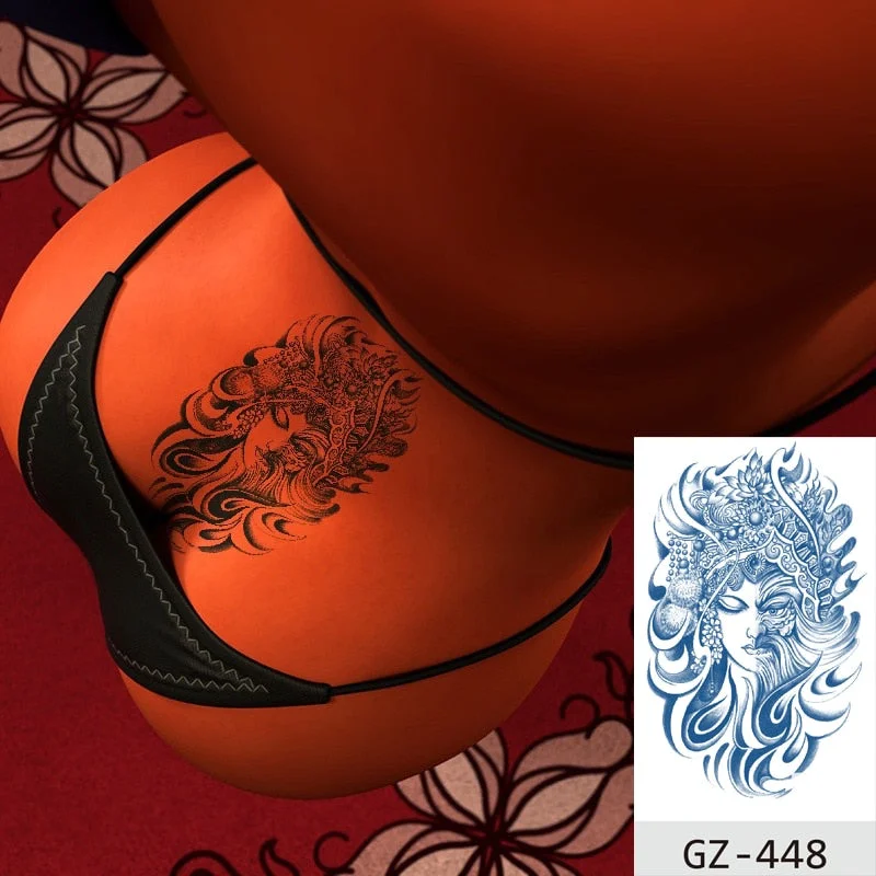 Temporary Waterproof Tattoos Stickers Sexy Mythical Dragon Girl Fox Mask Juice Ink Lasting Arm Back Body Buttocks Fake Tatoo DIY
