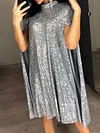 Women's Party Dress Sequin Dress Short Mini Dress Silver Gold Sleeveless Pure Color Sequins Split Spring Fall Crew Neck Party Stylish Elegant Party-KZyou