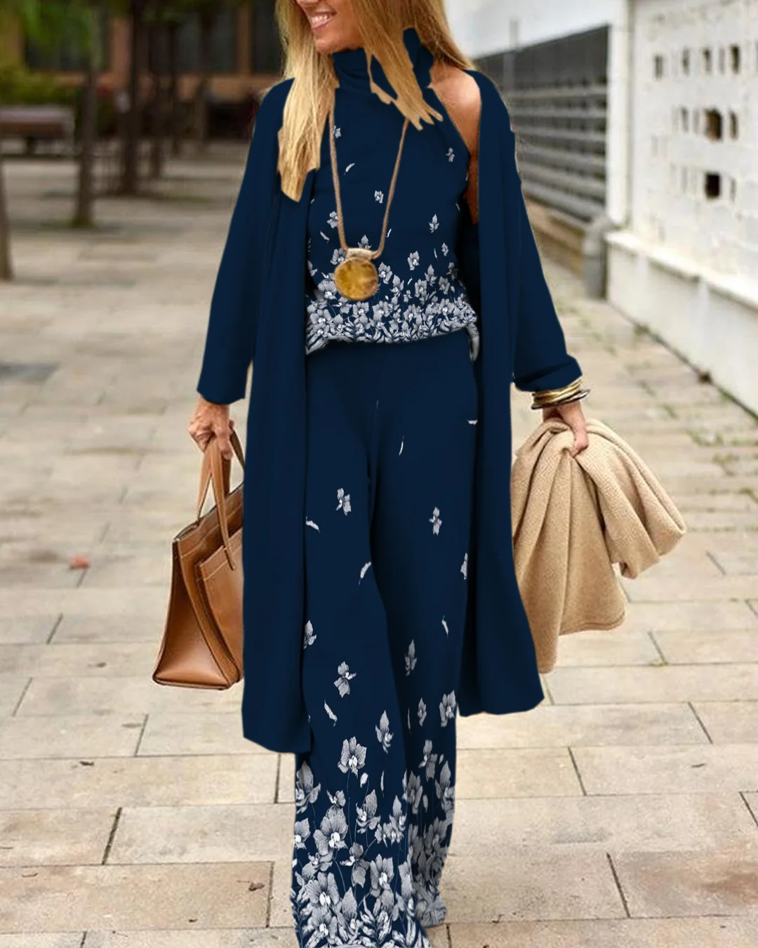 Herringbone Sweater Three-Piece Suit 8cff