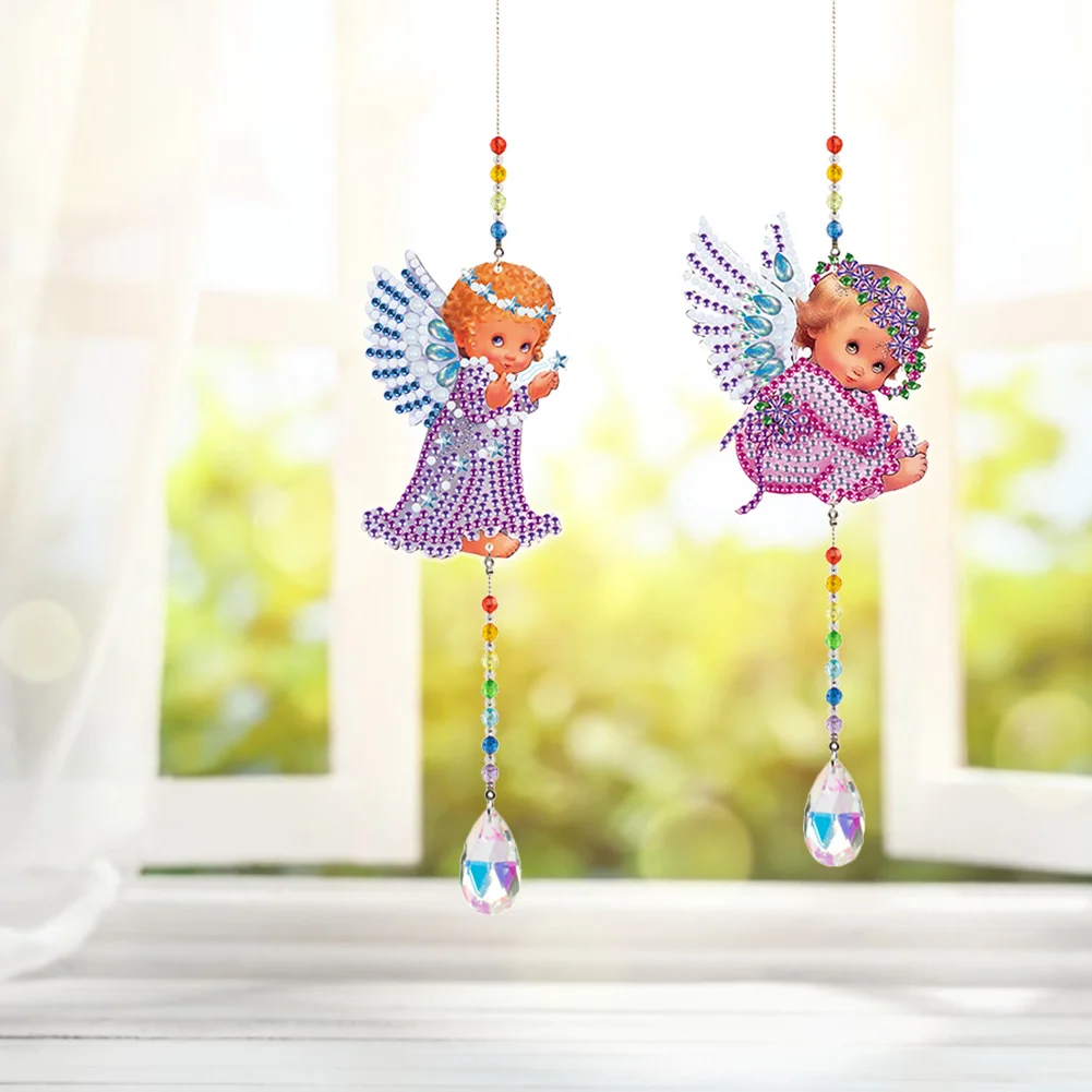 2pcs Crystal Light Catcher Diamond Painting Angel Hanging Decor(Double-Sided)