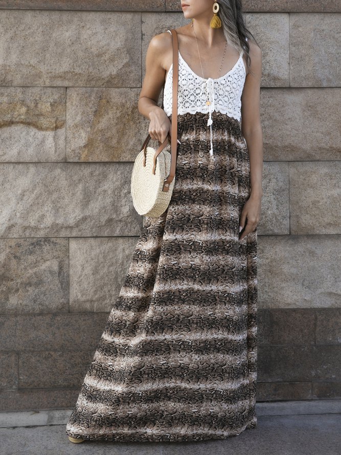 Leopard Sleeveless Cotton Striped A-Line Dresses Zaesvini