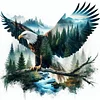 Silhouette Eagle-11CT Stamped Cross Stitch 50*50cm/19.69*19.69in