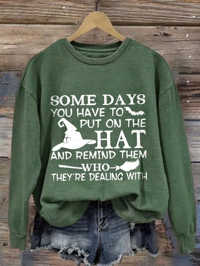 Women's Halloween Some Days I Rock It Some Days It Rocks Me Print Casual Sweatshirt