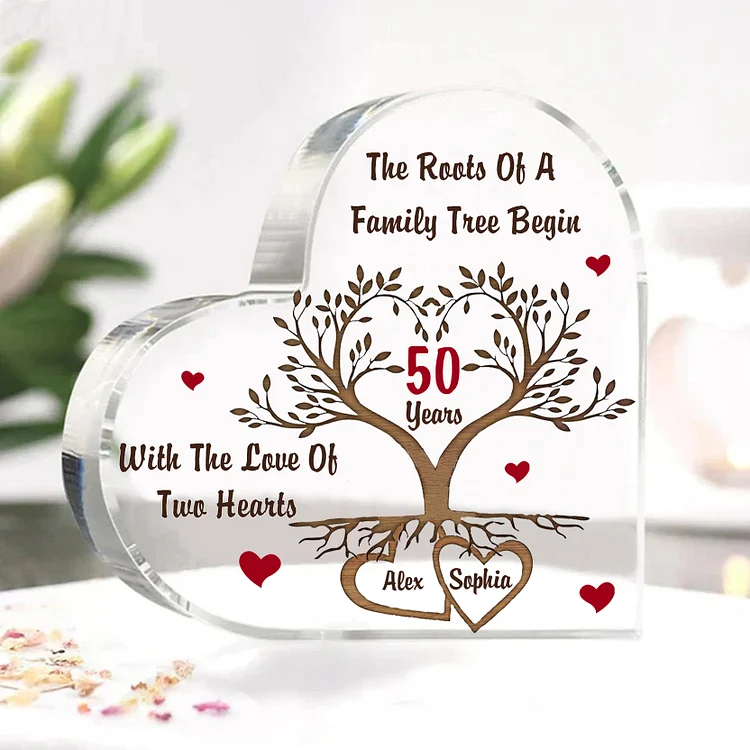 Personalized Name And Text Couple Acrylic Ornament Custom Anniversary Acrylic Heart Keepsake Desktop Ornament for Couple