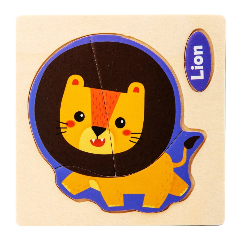 Wooden Children’s Toy Cognitive Three-dimensional Cartoon Pattern Puzzle Toy Early Education Educational Wooden Puzzle Toy