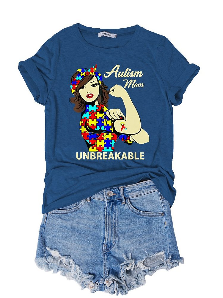 Bestdealfriday Autism Mom Unbreakable Color Puzzle Graphic Tee