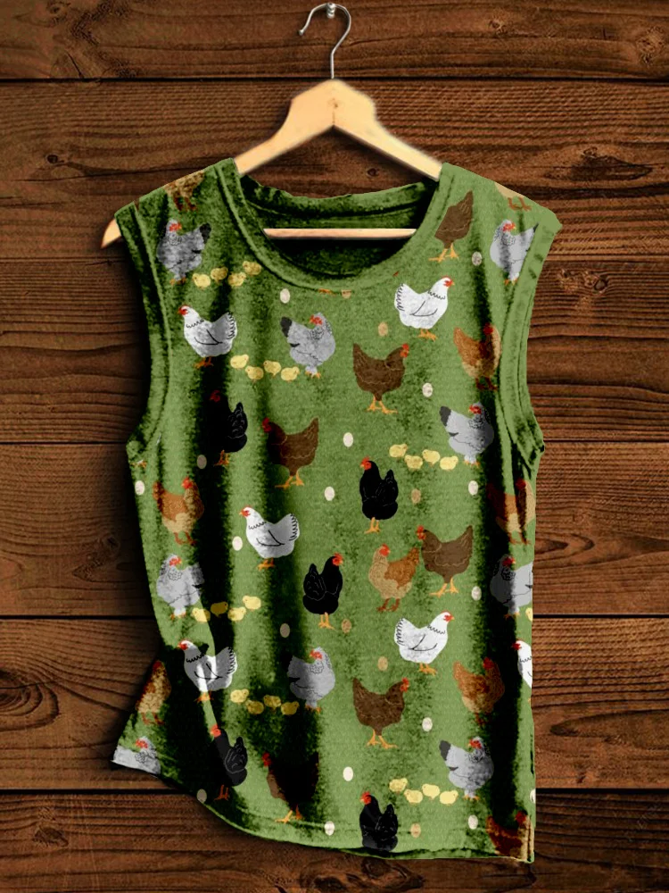 Hens and Chicks Graphic Vintage Comfy Tank Top