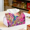 (24cm)Diamond Art Tissue Box DIY PU Napkin Cover for Home Decoration(Bird)
