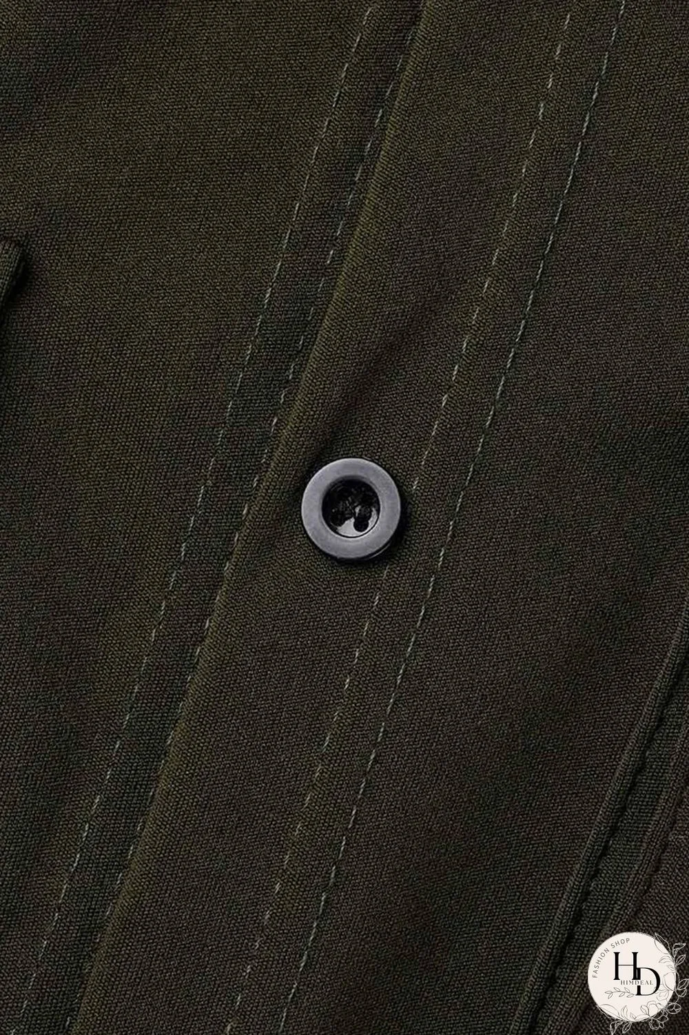 Khaki Casual Solid Bandage Patchwork Pocket Buckle Turndown Collar Short Sleeve Two Pieces