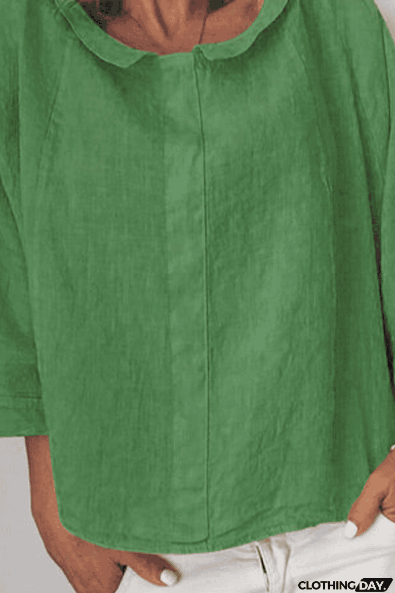 Solid O Neck Loose Blouse