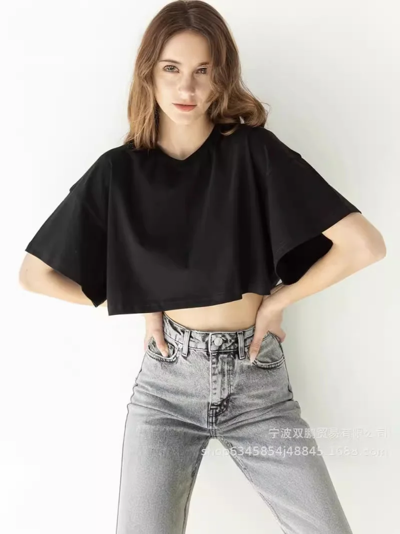 Athvotar Athvotar Spring Summer New Pure Color Short T-Shirt Women Hot Y2K Cotton Short-Sleeved Top Hot Babes