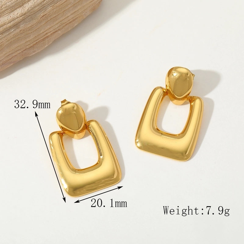 1 Pair Casual Basic Minimalist U Shape Water Droplets Rectangle Plating 304 Stainless Steel 18K Gold Plated Ear Studs