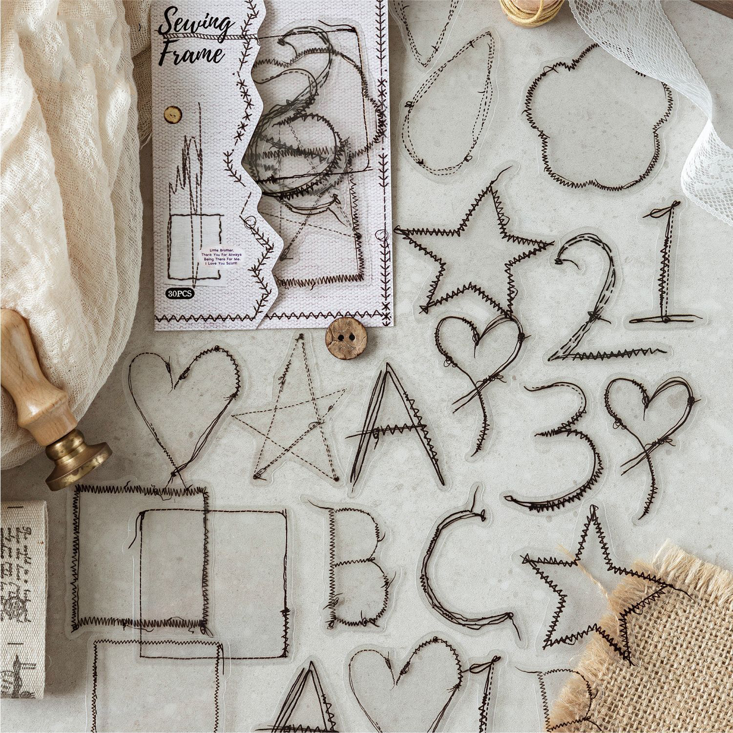 PET 스티커 - 재봉 스튜디오 시리즈 빈티지 테두리