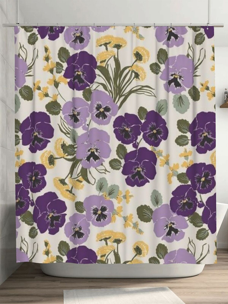 Comstylish Vintage Purple Floral Shower Curtain