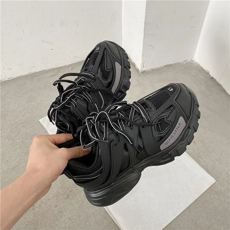 Lovely Pink Chunky Sneakers Women 2021 Thick Sole Girls Sport Shoes Bright Green Fashion Casual Dad Shoes Female Footwear