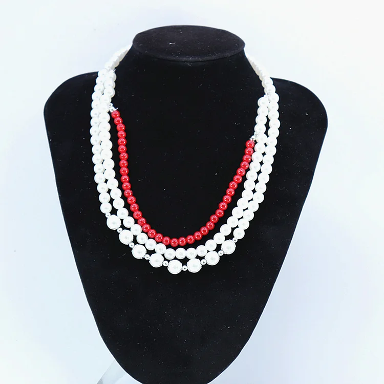 New Customize Design Stylish Handmade Three Layers Pearl Beads Chain Choker Statement Black Life Necklaces