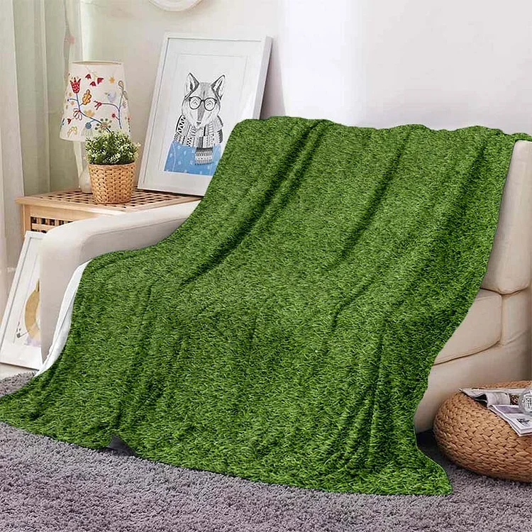 6 Sizes Green Blanket Grass Festival Decor Soft Warm Flannel Baby Blanket for Bed Sofa Cover Faux Fur Throw for Winter  Blanket