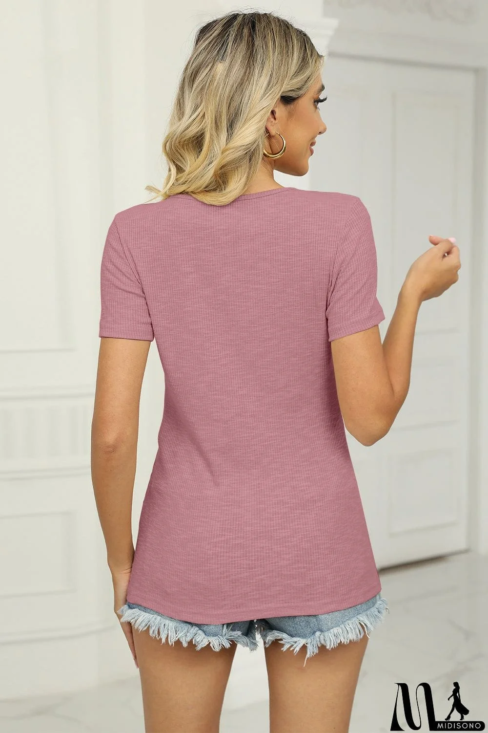 MidiSono - Twisted V-Neck T-Shirt