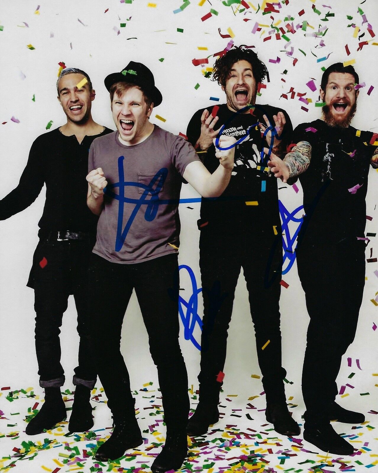 GFA x4 Pete, Patrick, Joe & Andy * FALL OUT BOY * Signed 8x10 Photo Poster painting PROOF F6 COA