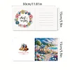 6Pcs Diamond Painting House Greeting Card for Holiday Party Favors